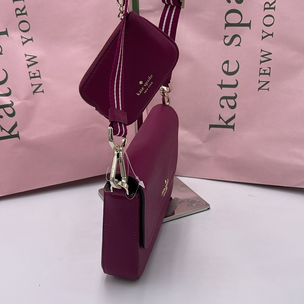 KATE SPADE Rosie Pebble Leather Small Flap Crossbody
Dark Raspberry
NWT - Picture 16 of 16